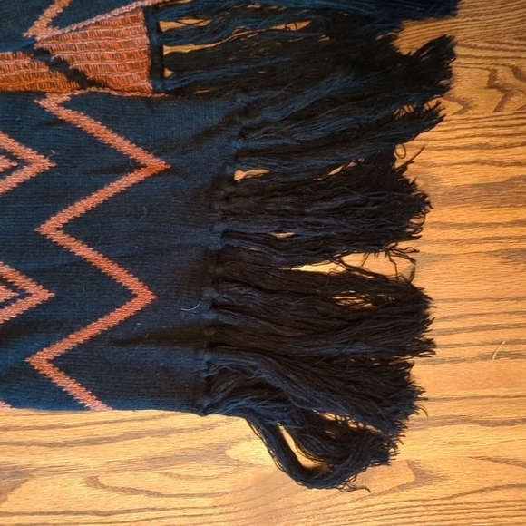 Hot & Delicious colorful tribal knit fringe Boho long open  duster/cardigan sz M - Picture 3 of 14